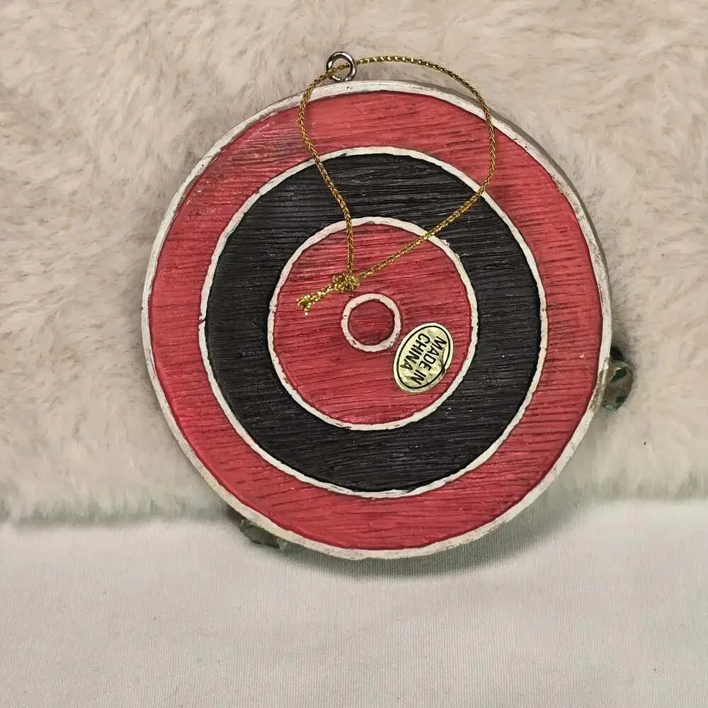 Vintage Dartboard Christmas Ornament – Hand-Painted with 3D Darts – 3.25